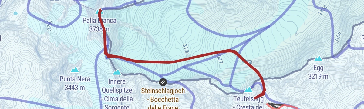 Route map: Ski alpinismo da Maso Corto alla Palla Bianca